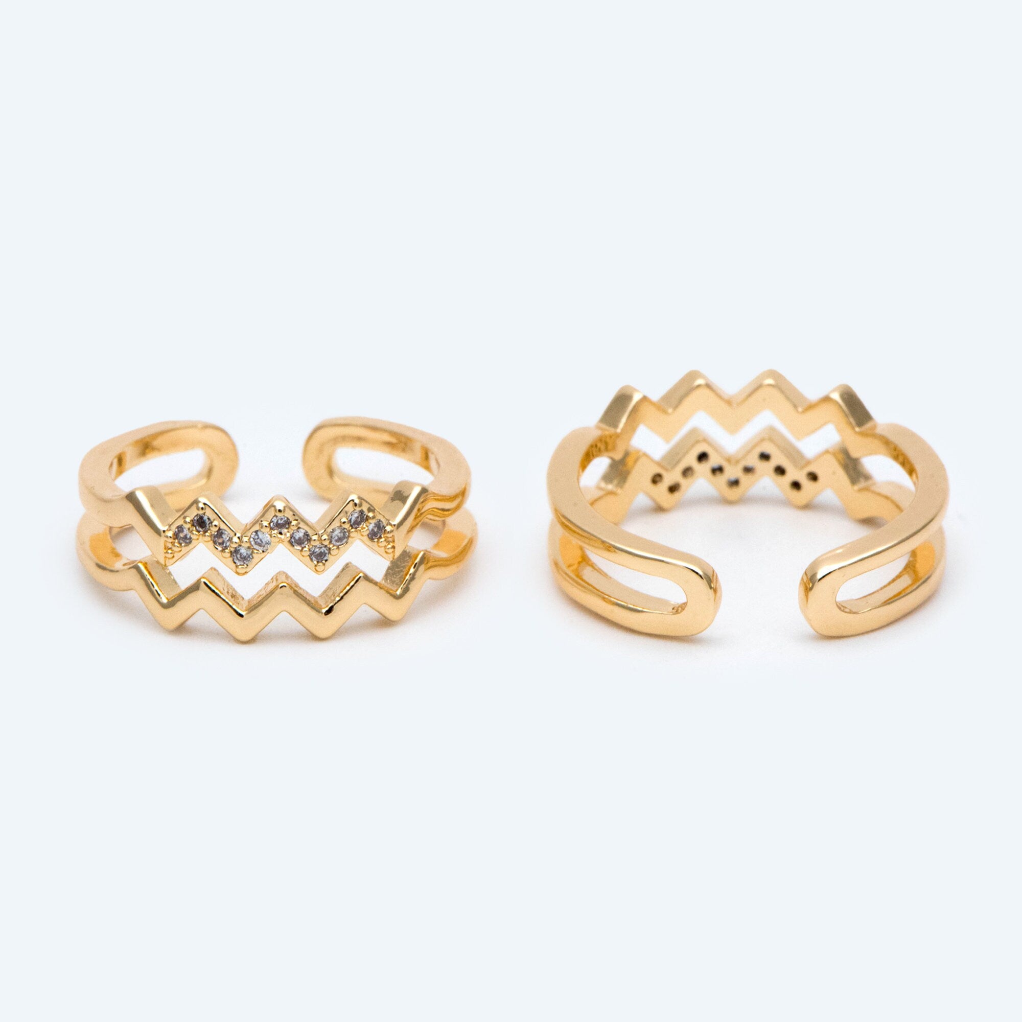 4pcs Double Gold Twist Wavy Ring, Gold band stacking ring, Delicate finger ring, Gold wave rings (#GB-2706)